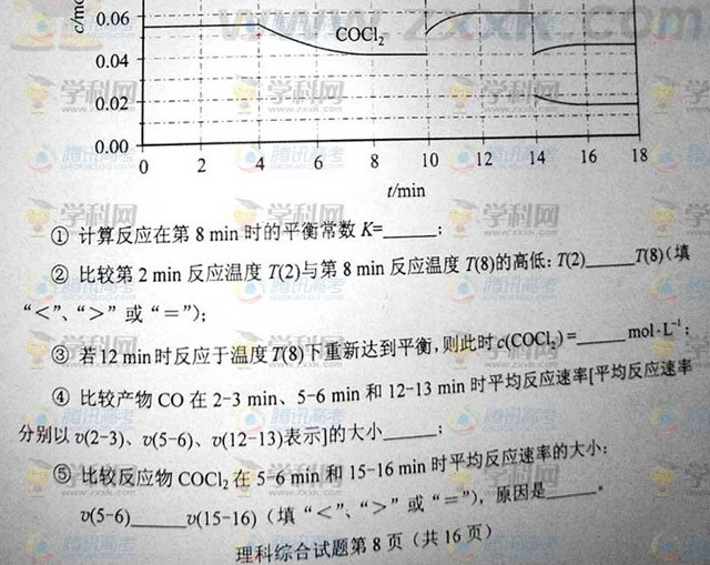 2012年湖南高考理科綜合答案