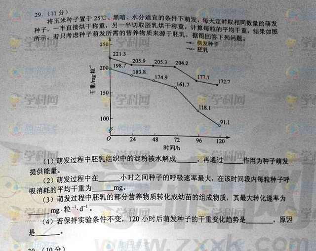 2012年湖南高考理科綜合答案