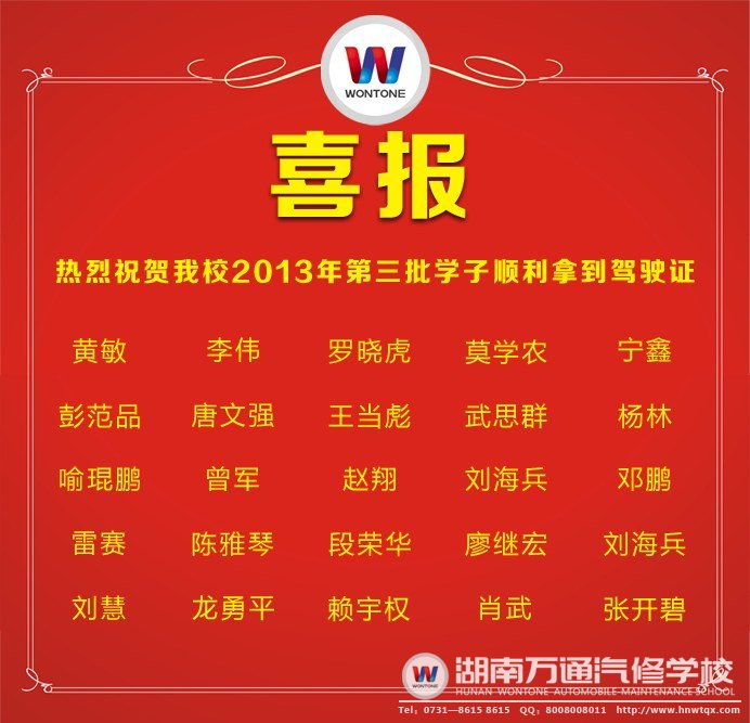 湖南萬通第三批學子考取駕駛證